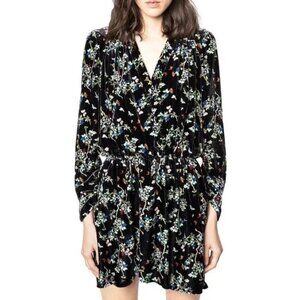 Zadig & Voltaire black floral velvet dress